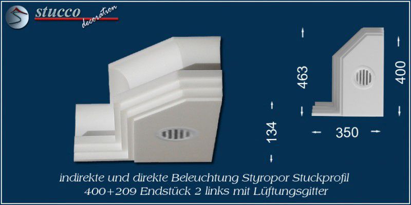 Endstück 2 links mit Lüftungsgitter für direkte und indirekte Beleuchtung  Dortmund 400+209
