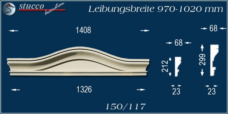 Fassadenelement Bogengiebel Frankfurt 150/117 970-1020