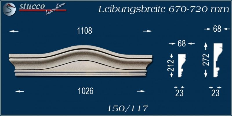 Fassadenelement Bogengiebel Cottbus 150/117 670-720