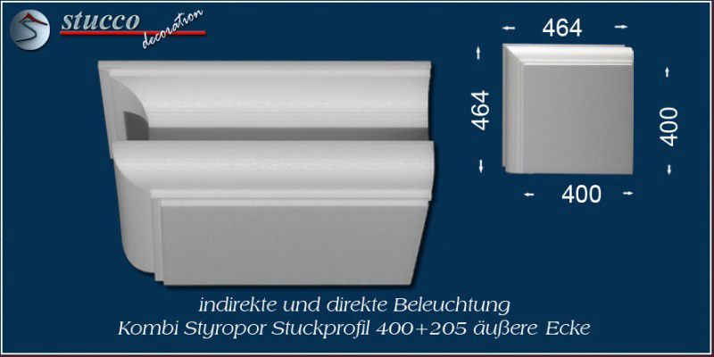 Äußeres Eckelement für direkte und indirekte Beleuchtung München 400+205