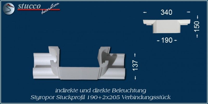 Verbindungsstück für direkte und indirekte Beleuchtung München 190+2x205