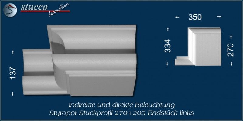 Endstück links für direkte und indirekte Beleuchtung München 270+205