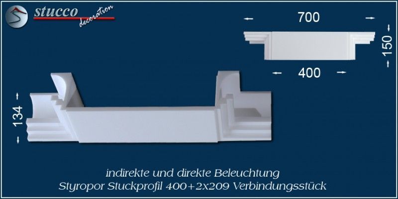 Verbindungsstück für direkte und indirekte Beleuchtung Dortmund 400+2x209