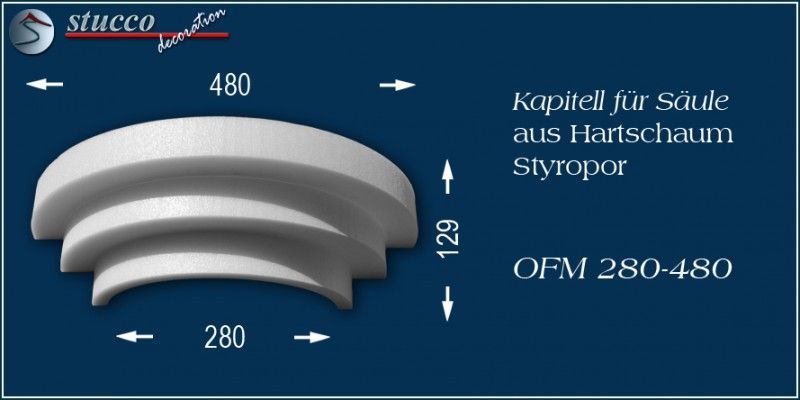 Kapitell für Säule aus Hartschaum Styropor OFM 280/480