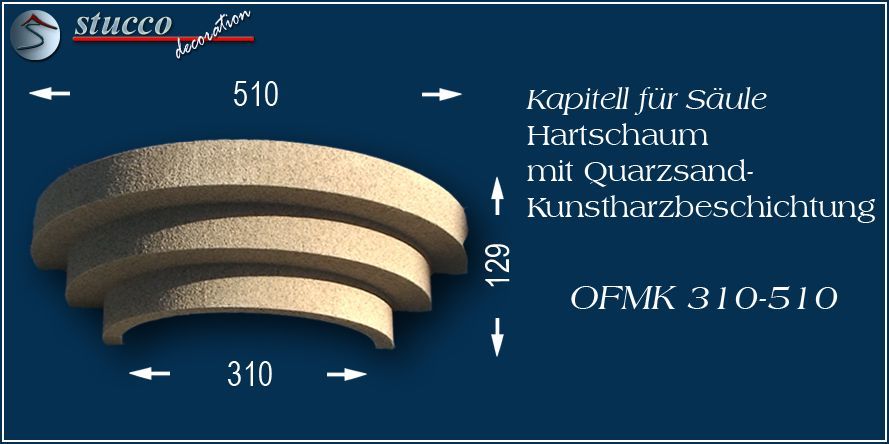 Kapitell für Säule mit Quarzsand-Kunstharzbeschichtung OFMK 310/510