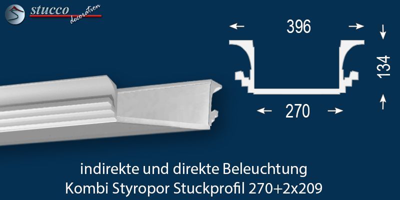 LED Lichtleiste für direkte und indirekte Beleuchtung Dortmund 270+2x209