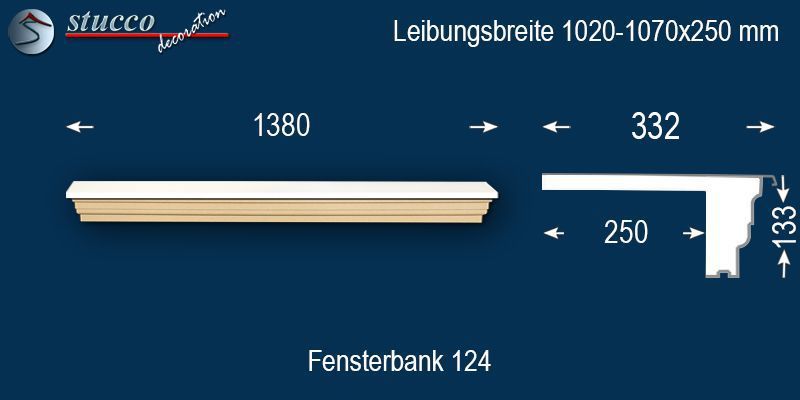 Komplette Fensterbank Lübeck 124 1020-1070-250