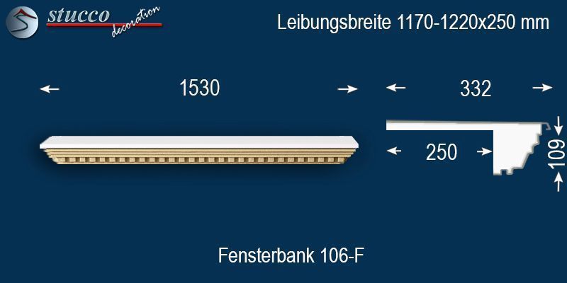 Komplette Fensterbank Ahaus 106F 1170-1220-250