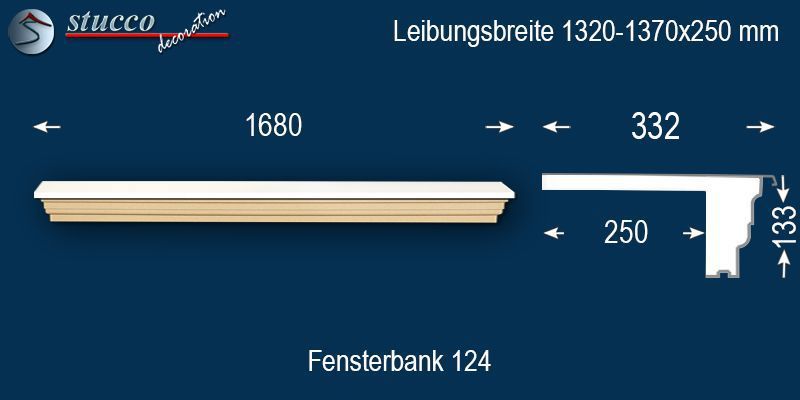 Komplette Fensterbank Freystadt 124 1320-1370-250