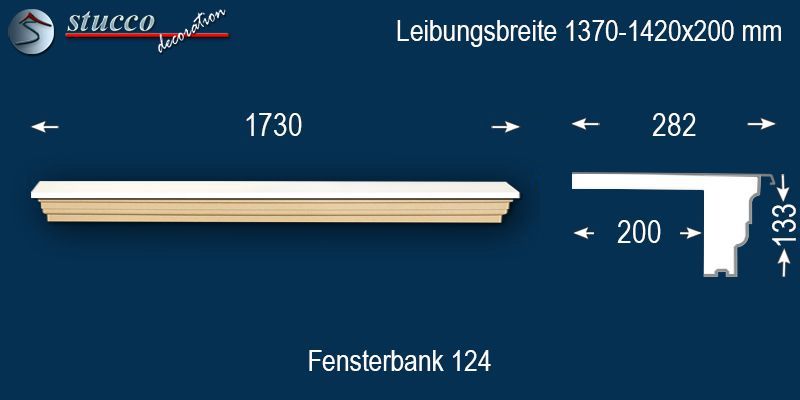 Komplette Fensterbank Hagen 124 1370-1420-200
