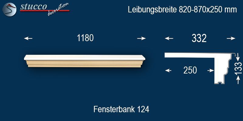 Komplette Fensterbank Moosburg 124 820-870-250