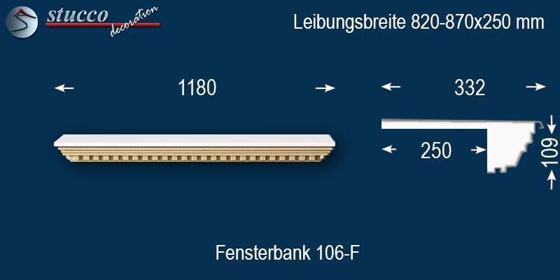 Komplette Fensterbank Welzow 106F 820-870-250
