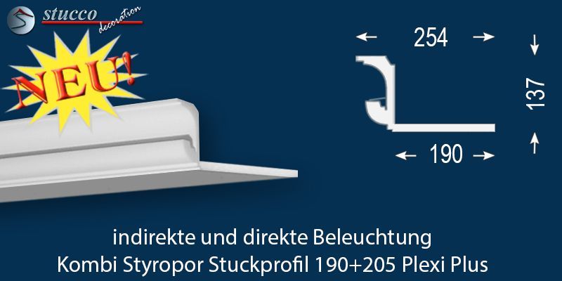 LED Leiste 'München 190+205 PLEXI PLUS' für indirekte Deckenbeleuchtung