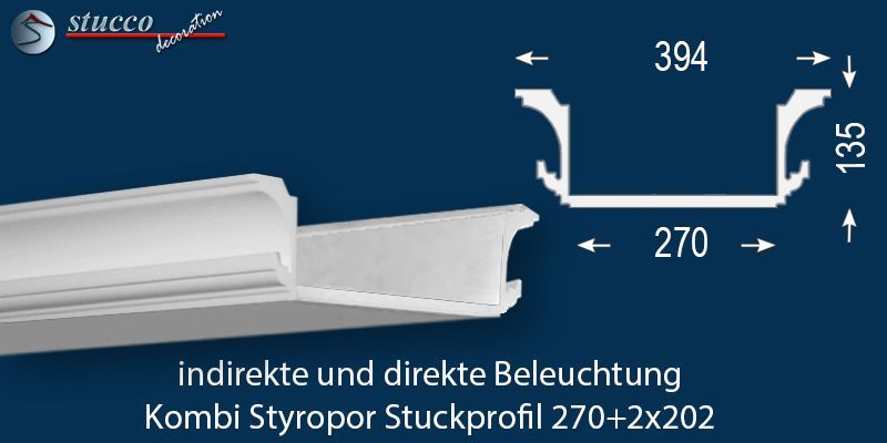 Stuckleiste – 1,7 x 2,6 x 100cm – Styroporleisten Alternative