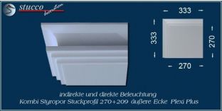 Äußeres Eckelement für direkte und indirekte Beleuchtung Dortmund 270+209 PLEXI PLUS