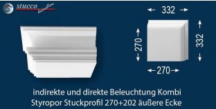 Äußeres Eckelement für direkte und indirekte Beleuchtung Essen 270+202