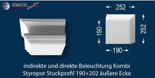 Äußeres Eckelement für direkte und indirekte Beleuchtung Essen 190+202