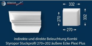 Äußeres Eckelement zum L-Profil Essen 270+202 PLEXI PLUS