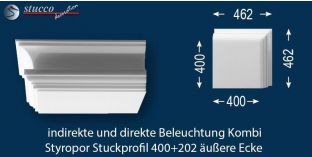 Äußeres Eckelement für direkte und indirekte Beleuchtung Essen 400+202