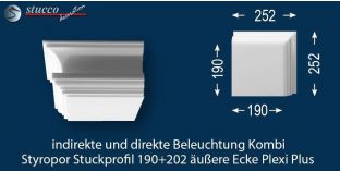Äußeres Eckelement zum L-Profil Essen 190+202 PLEXI PLUS