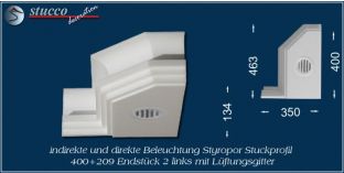 Endstück 2 links mit Lüftungsgitter für direkte und indirekte Beleuchtung Dortmund 400+209