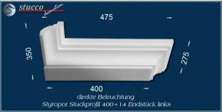 Endstück links für direkte Beleuchtung Trier 400+14