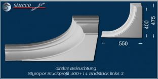 Endstück 3 links für direkte Beleuchtung Trier 400+14