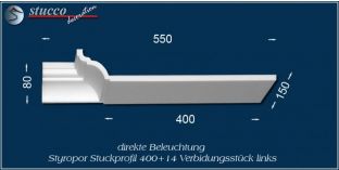 Verbindungsstück links für direkte Beleuchtung Trier 400+14