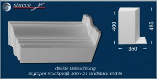 Endstück rechts für direkte Beleuchtung Düren 400+21