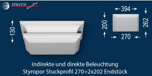 Endstück für direkte und indirekte Beleuchtung Essen 270+2x202