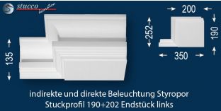 Endstück links für direkte und indirekte Beleuchtung Essen 190+202