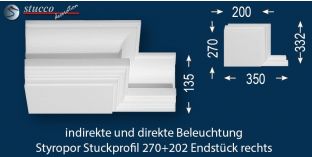 Endstück rechts für direkte und indirekte Beleuchtung Essen 270+202