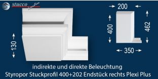 Endstück rechts für Styroporoleiste 400+202 PLEXI PLUS