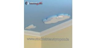 854. Wohnidee mit Stuckprofilen und Wolken