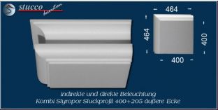 Äusseres Eckelement für direkte und indirekte Beleuchtung München 400+205 PLEXI PLUS