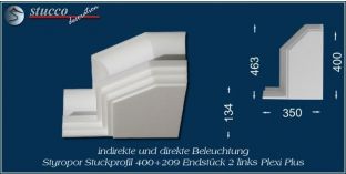 Endstück 2 links für direkte und indirekte Beleuchtung Dortmund 400+209 PLEXI PLUS