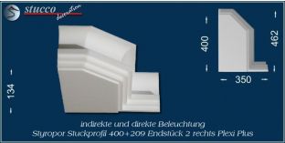 Endstück 2 rechts für direkte und indirekte Beleuchtung Dortmund 400+209 PLEXI PLUS