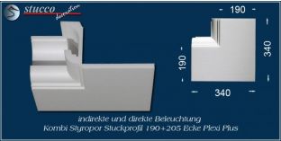 Inneres Eckelement zur Profilleiste 190+205 PLEXI PLUS
