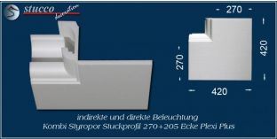 Inneres Eckelement zur Profilleiste 270+205 PLEXI PLUS