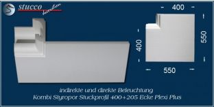 Inneres Eckelement zur Profilleiste 400+205 PLEXI PLUS
