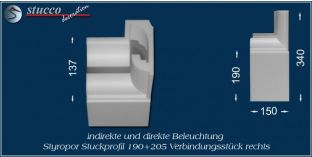Verbindungsstück rechts für direkte und indirekte Beleuchtung München 190+205