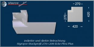 Inneres Eckelement für direkte und indirekte Beleuchtung Dortmund 270+209 PLEXI PLUS