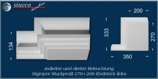 Endstück links für direkte und indirekte Beleuchtung Dortmund 270+209