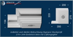 Endstück links mit Lüftungsgitter für direkte und indirekte Beleuchtung Dortmund 270+209