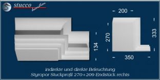 Endstück rechts für direkte und indirekte Beleuchtung Dortmund 270+209