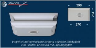 Endstück mit Lüftungsgitter für direkte und indirekte Beleuchtung München 270+2x205