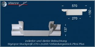 Verbindungsstück für direkte und indirekte Beleuchtung München 270+2x205 PLEXI PLUS
