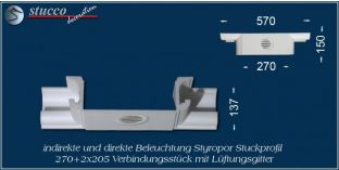 Verbindungsstück mit Lüftungsgitter für direkte und indirekte Beleuchtung München 270+2x205