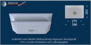 Endstück mit Lüftungsgitter für direkte und indirekte Beleuchtung Dortmund 270+2x209