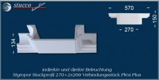 Verbindungsstück für direkte und indirekte Beleuchtung Dortmund 270+2x209 PLEXI PLUS